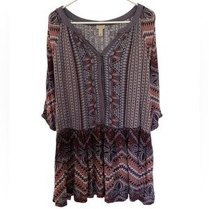 CAPE JUBY Boho Mini Drop Waist Bohemian Dress Women SP Small Petite